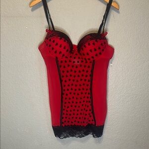 Red and Black Heart Patterned Women's Lingerie